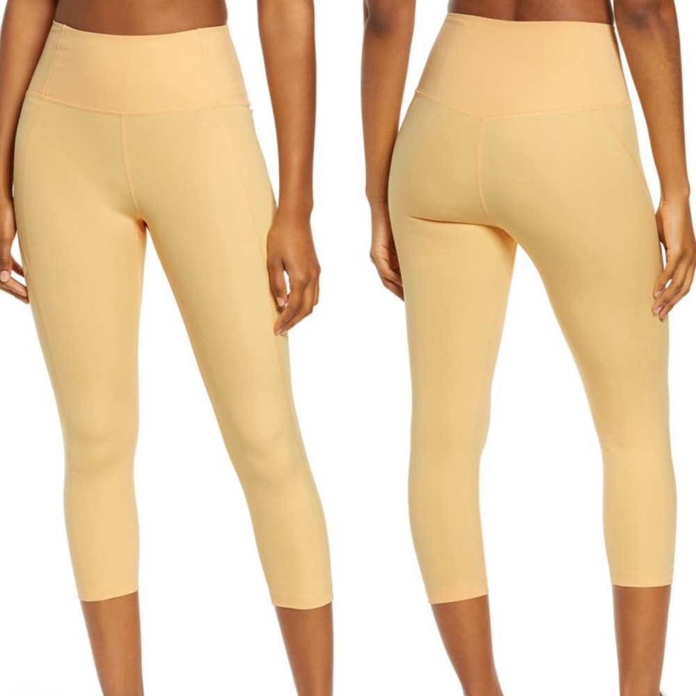 GIRLFRIEND COLLECTIVE NWT HIGH WAIST CAPRI LEGGINGS SUNBURST YELLOW EXTRA SMALL